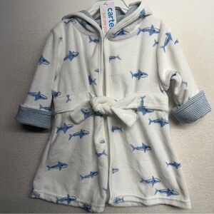 NWT Carters Infant Robe Shark 0-9 months Terry Hooded